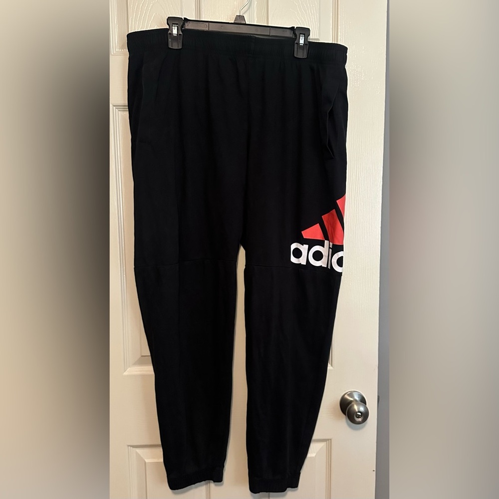 Adidas  Black Joggers with Red and White Logo